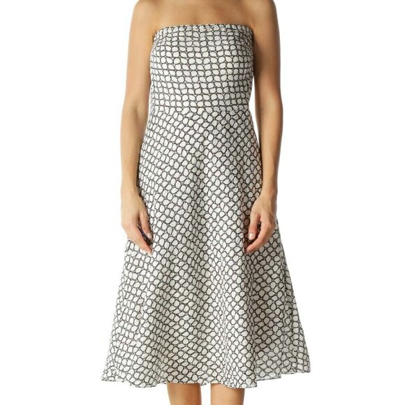 J. Crew Dresses & Skirts - J.Crew White & Brown Patterned Strapless Cotton Dress